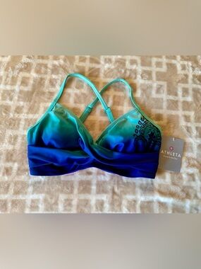 Athleta Teal-to-Blue Ombre Wireless Sports Bralette/Swimming Top
